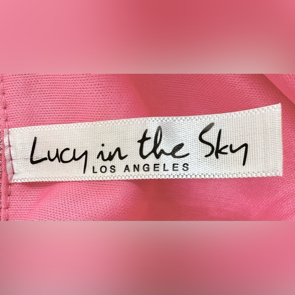 LUCY IN THE SKY Front Tie Ruched Mini Dress in Pink Shimmer - Picture 10 of 13